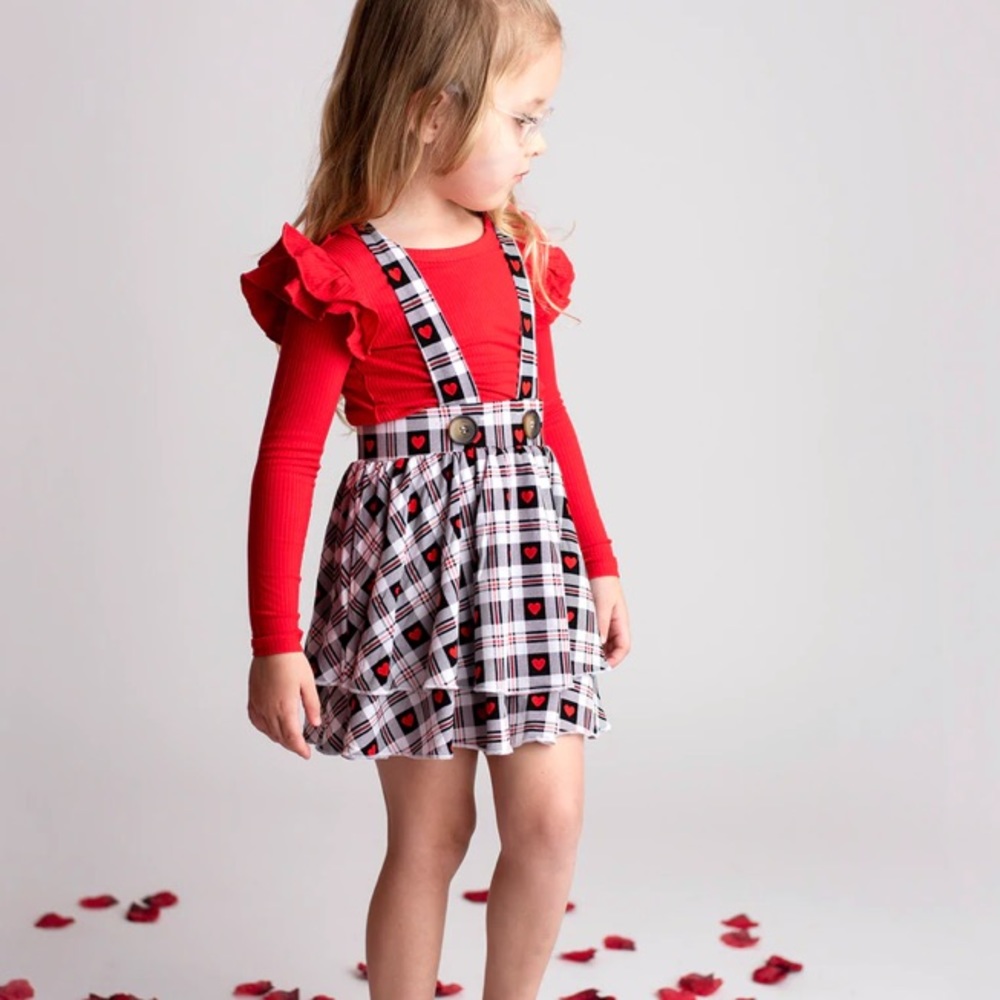 Little Bum Bums Plaid Suspender Skirt set
